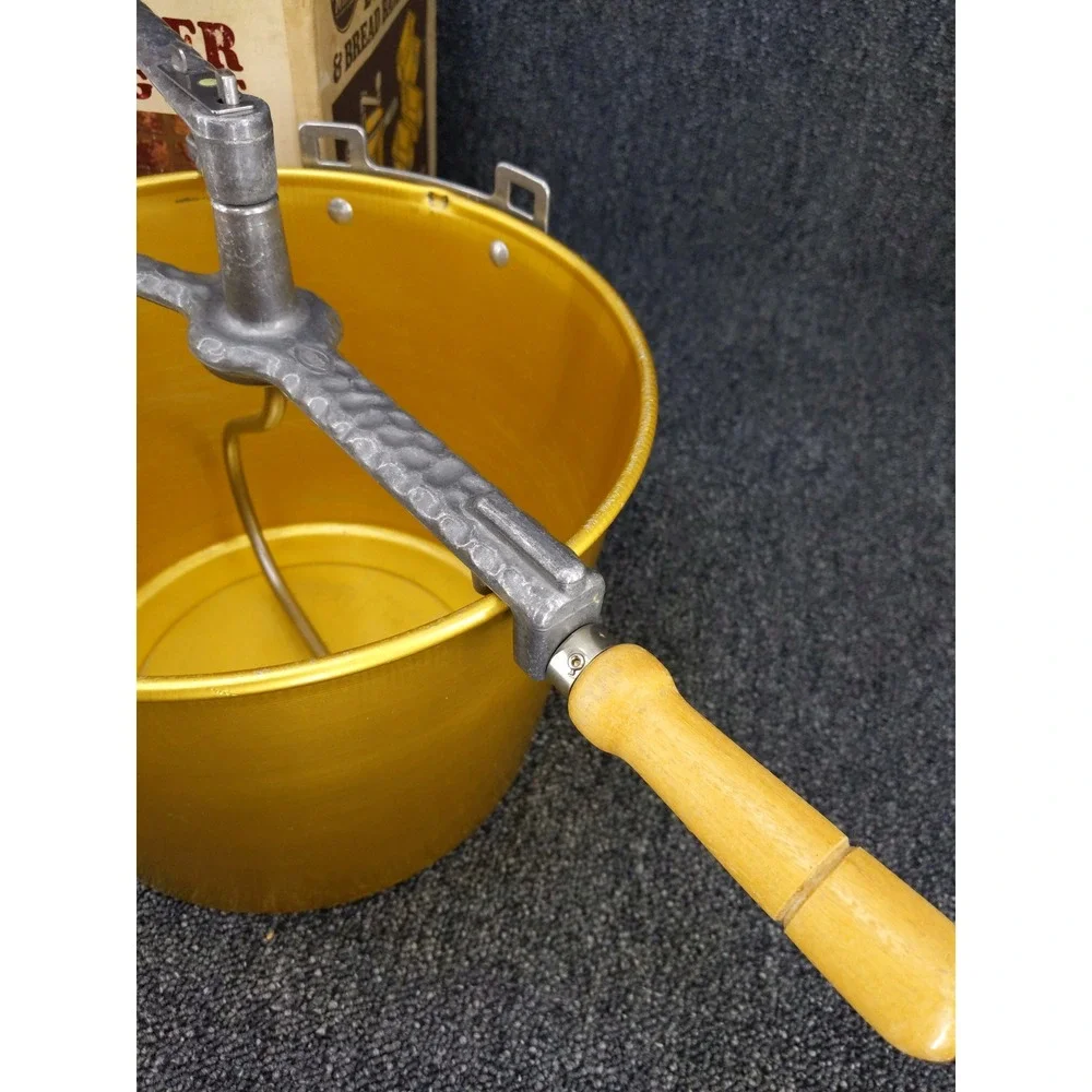 Mirro Vintage Dough Mixer Bread Baking Kit Gold Aluminum Hand Crank Set